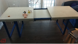 tavolo realizzato in ferro e legno stile marino bianco e azzurro
